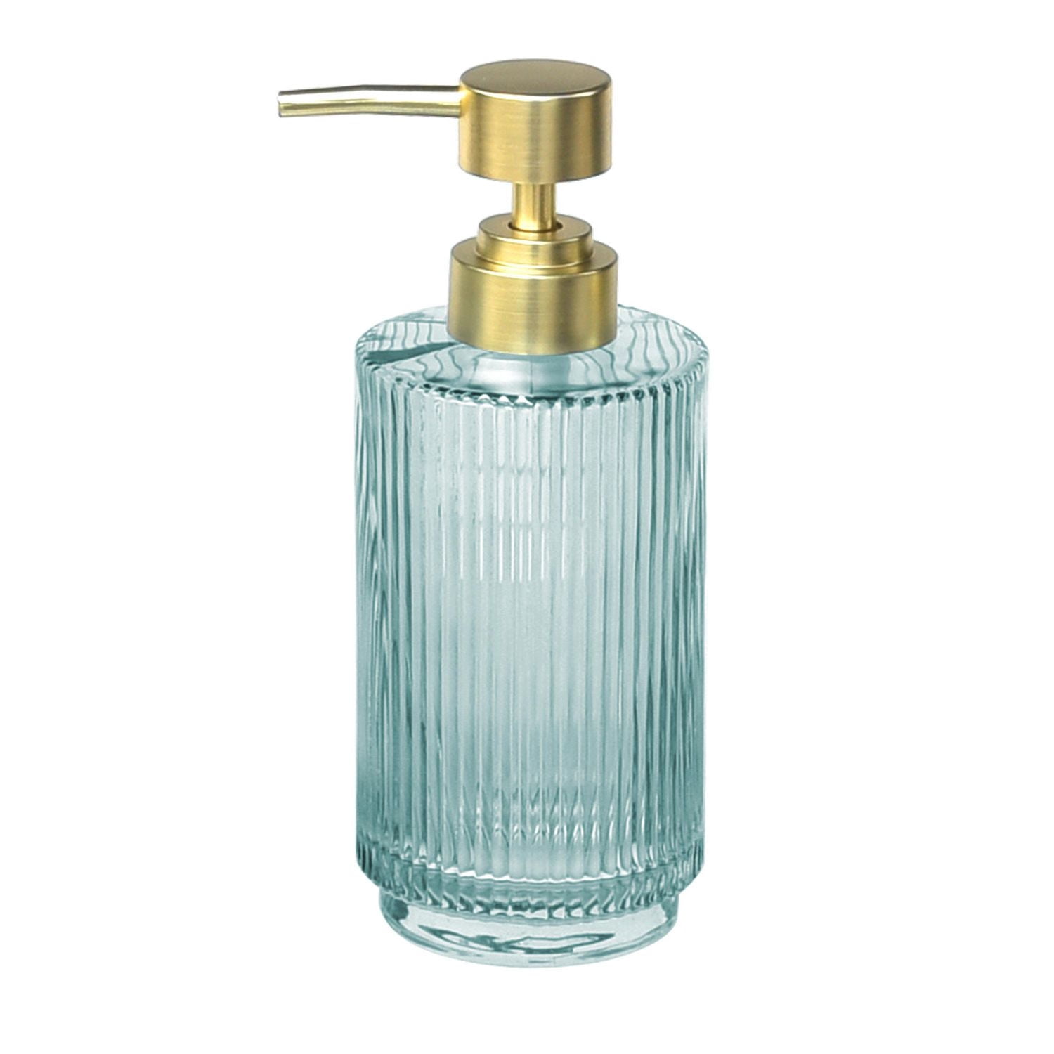 hometrends Distributeur de savon en verre nervuré, distributeur de lotion, pompe à lotion, pompe à savon Or pour cuisine, salle de bain ou hôtel