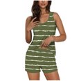 thumbnail image 3 of Ensemble Décontracté et Confortable pour Femme, Blouse T-Shirt Sans Manches à Col Rond Imprimée et Short, Tenue de Détente et de Vacances, Haut Assorti 2 Pcs JASKFLY Vert Armée TG, 3 of 6