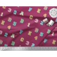 thumbnail image 2 of Soimoi Japan Crepe Satin Fabric Numbers & Alphabets Text Printed Craft Fabric by The Yard 42 Inch Wide, 2 of 3