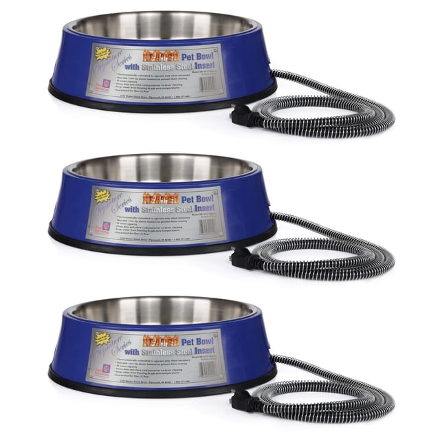 Farm Innovators Heated Pet Bowl with Stainless Steel Insert (3 Pack)