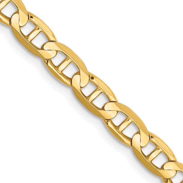 14k Yellow Gold 20 Inch 4.5mm Concave Anchor Chain Necklace Pendant Charm