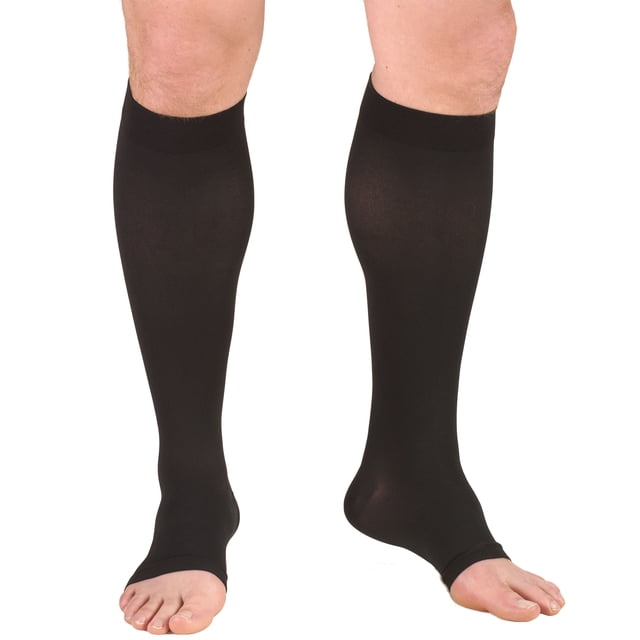 Truform Knee High Stockings, Open Toe: 20 - 30 mmHg, Black, 2X-Large