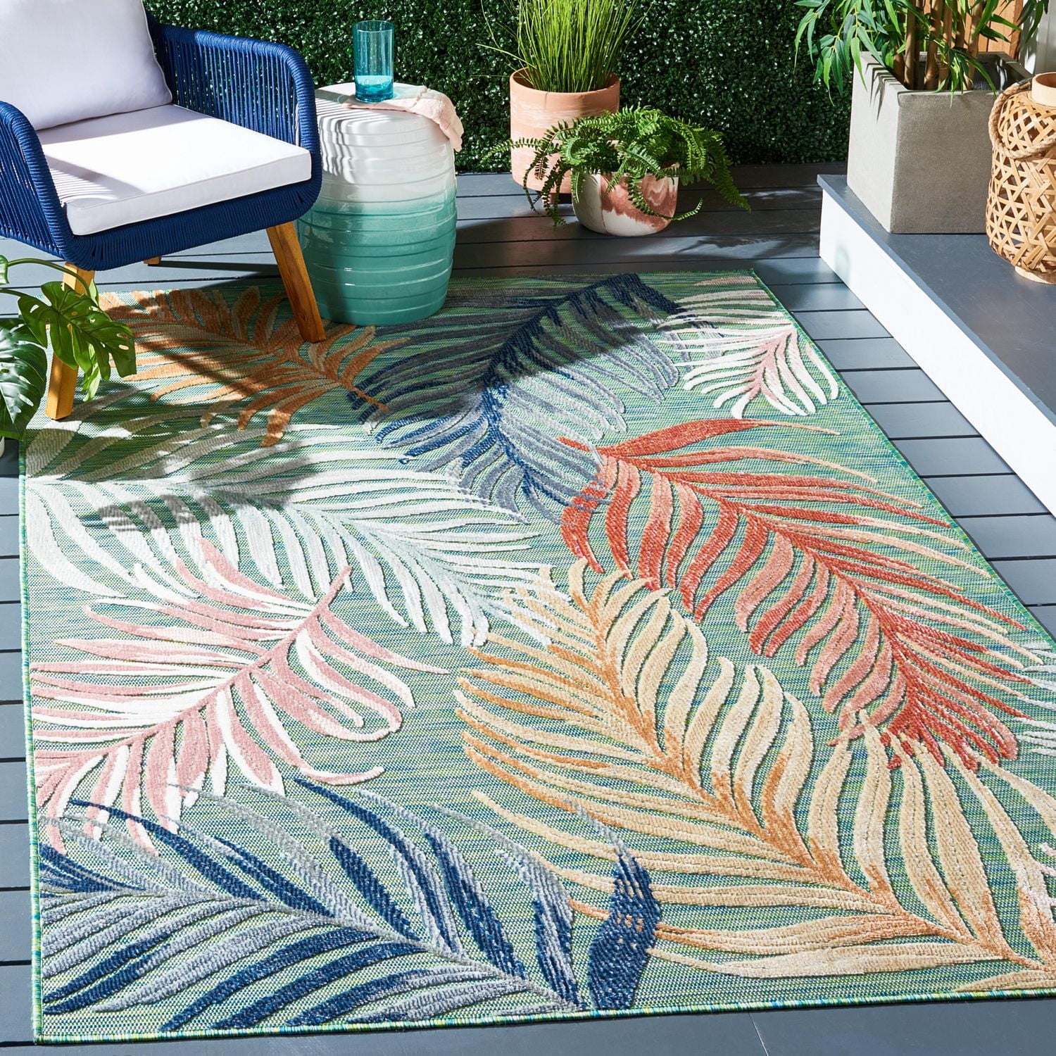 SAFAVIEH Cabana Oakley Floral Vines Outdoor Area Rug