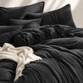 thumbnail image 2 of Swift Home Ultra-Soft Prewashed Wrinkle Texture Duvet Cover Set, Solid, Charcoal Grey, Queen, 2 of 6
