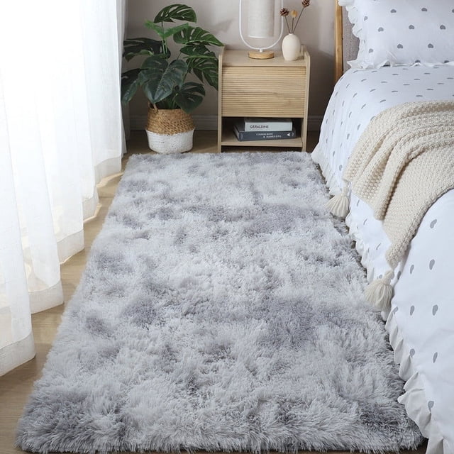 Boovnll Rugs for Bedroom, Super Soft & Cozy Tie-Dyed Plush Throw Rugs, Non Slip & Non Shedding Bedside Bedroom Rug, for Living Room, Bedroom, Home Decor, Area Rug - 3.9x5.2Ft
