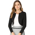 thumbnail image 1 of INSPIRE CHIC Women's Solid Curved Hem Long Sleeves Crop Shrug Cardigan, 1 of 6