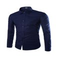 thumbnail image 1 of Men‘s Slim Fit Shirt Long Sleeve Button Down Tops Solid Color Casual Business Work  Shirts, 1 of 5