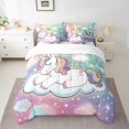 thumbnail image 2 of YST Unicorn Comforter Set Queen 7 Piece,Rainbow Unicorn Bedding Set With Sheets For Kids Girls,Starry Sky Stars Clouds Bed In A Bag With Pillow Cases And Covers,Reversible, 2 of 5
