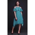 thumbnail image 3 of Bimba Blue Floral Printed Womens Cold Shoulder Tunic Party Round Neck Shift Dress - XX-Large, 3 of 6