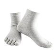 thumbnail image 2 of serony 1Pair Comfy Five Toe Socks Cotton High Crew Sock Athletic Solid Socks Grey, 2 of 7