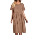 thumbnail image 2 of Gspmoly Robes d'Été pour Femmes 2025, Mode Femmes Été Décontracté Col Rond Manches Courtes Taille Haute Robe Robes Formelles pour Femmes Économies d'Été Liquidation, 2 of 6