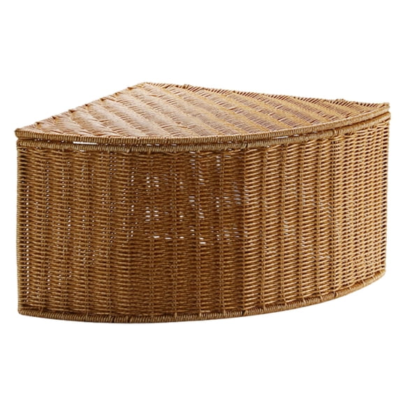 Luzkey Corner Storage Basket Accessories with Handle Home Use Compact Organizer Fan Shape for Bedroom Bathroom Newspaper Living Room Height 24 cm