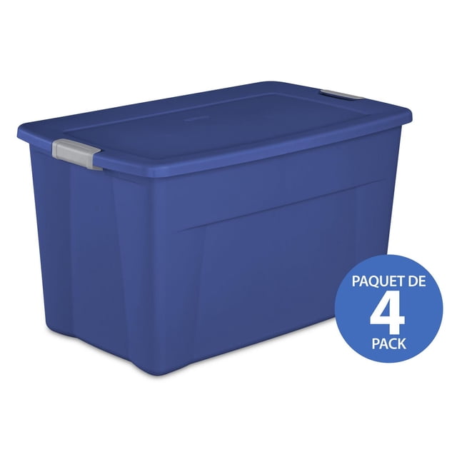 Sterilite 132L Latch Tote, Blue- 4 PK