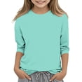 thumbnail image 2 of MeetoTime T-shirt Uni à Manches 3/4 et Col Rond pour Enfants, T-shirt pour Tout-Petits Garçons Filles 3-12 Ans, 2 of 5