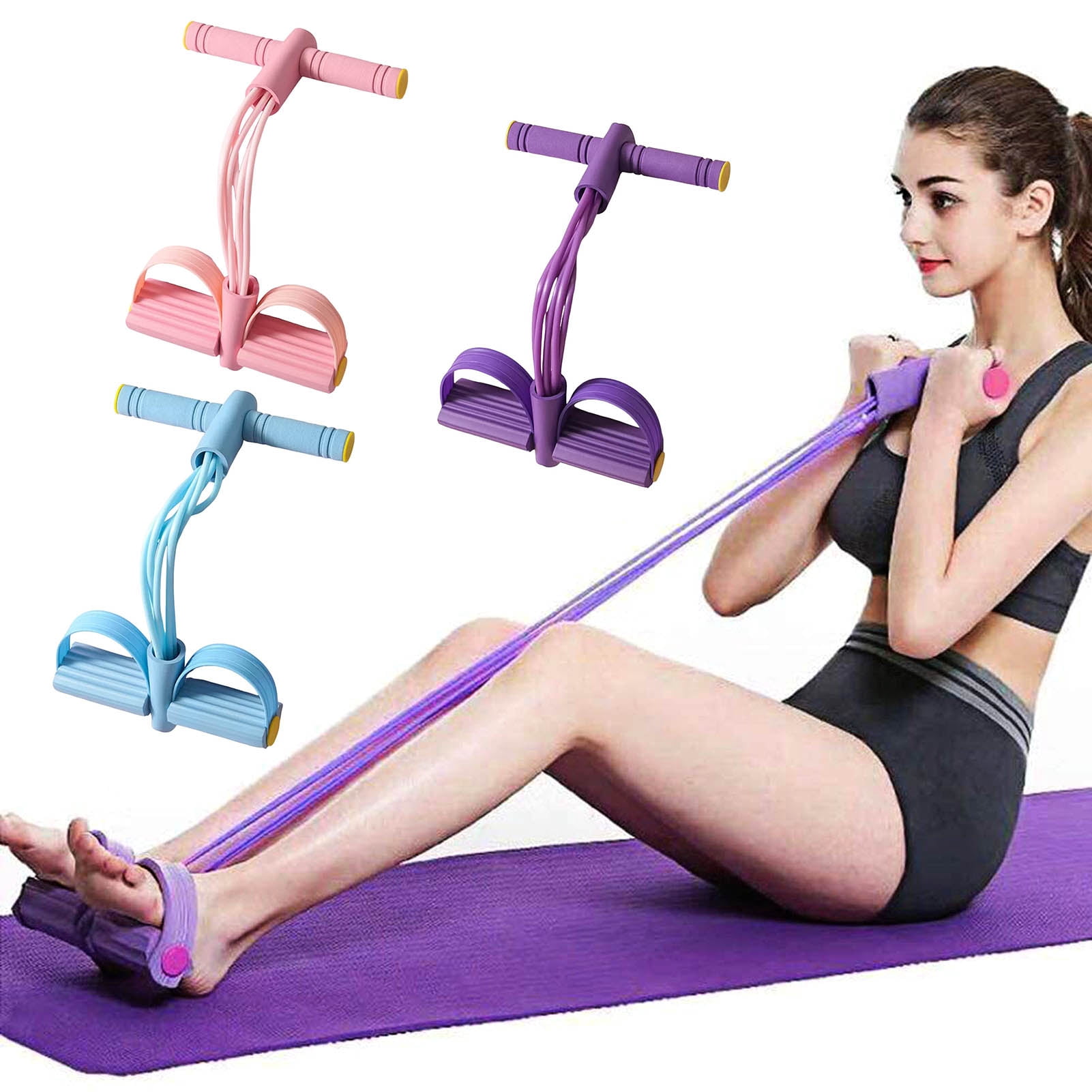 Meileang 6-Tube Pedal Resistance Band Multifunction Tension Rope Elastic Yoga Pedal Puller Body Stretching Trainer Home Gym Workout Equipment
