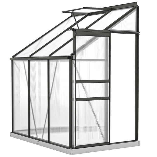 Outsunny Serre Adossée, Serre en Polycarbonate, Gris Foncé