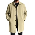 thumbnail image 1 of WRKEKC Men's Wool Blend Topcoat Classic Lapel Collar Long Sleeve Overcoat with Button Front and Pockets for Business Casual and Office Wear in Solid Color Beige L, 1 of 8