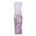 thumbnail image 5 of Summer Dresses for Women Trendy Sleeveless High Waist Boho Ribbed Drawstring Sundress Ruched Sexy High Slit Maxi Dress, 5 of 5