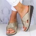 thumbnail image 1 of Dvkptbk Slide Sandals for Women - Comfortable Slip On Sandals - Ladies Slip-Resistant Platform Summer Flat Sandals for Beach, Home, Indoor Outdoor Use - Summer, 1 of 4