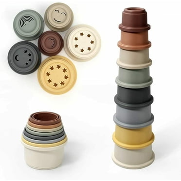 Tasses Empilables pour Bébés et Tout-Petits Jouets Empilables pour Bébé Jouets Gigognes en Silicone