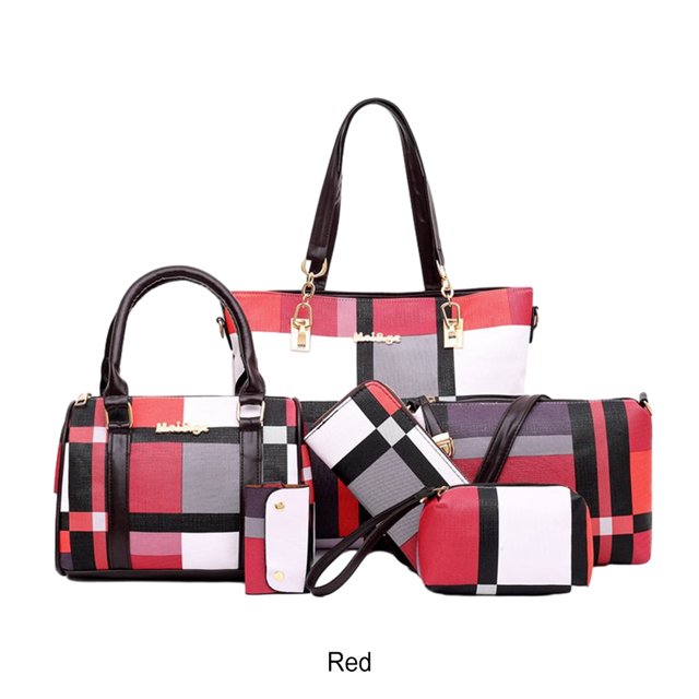 Ruiboury Fashionable Ladies Purse Set Made With PU Easy To Handbag Set Space-saving red