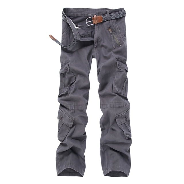 CEHVOM Men's Loose Multi-Pocket Washed Overalls Outdoor Casual Pants Trousers