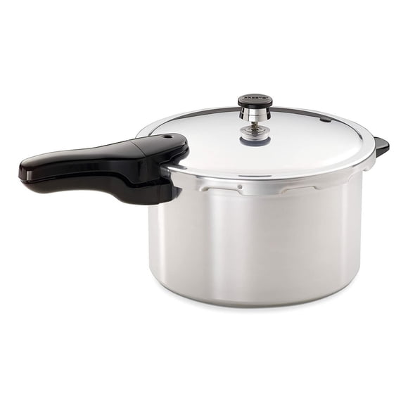 Presto 01282 8 Qt Aluminum Pressure Cooker, Regulator & Cover Lock, Silver