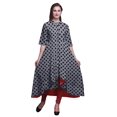 thumbnail image 1 of Bimba Robe Anarkali Grise à Imprimé Géométrique Losange pour Femmes, Col Mandarin, Kurtis Indiens, Kurta Asymétrique - Très Petit, 1 of 5