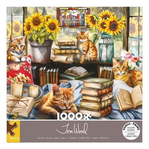 Ceaco Book Lovers Live Here 1000-Piece Interlocking Jigsaw Puzzle for Adults Ages 14+