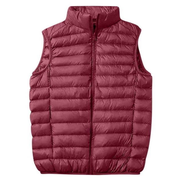 Fengqque Men's Packable Down Vest Outdoor Puffer Vest Winter Wine M