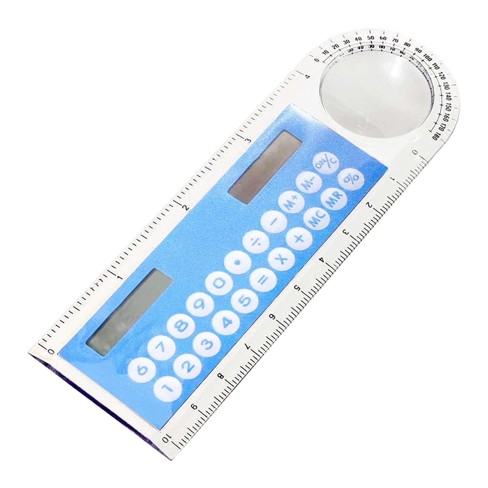 EARKITY Multifunctional Ruler, 3 in 1 Calculators, Mini Pocket Basic Calculator with Magnifier, Solar Transparent Ruler Calculator, Digital Desktop Calculator for Kids Student School Supplies Basic