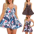 thumbnail image 1 of Plus Size 4th Of July Printed Swimsuits For Women Two Piece Bathing Suits Long Torso Tank Tops With Skirt, 1 of 6