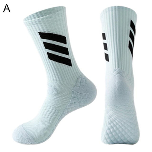 Solid Color Running Sports Socks Men'S Basketball Training Thickened Non-Slip Sweat Absorption Shock Absorption Medium Tube Particle Massage Bottom Socks
