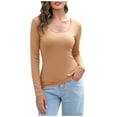 thumbnail image 1 of Timegard Hauts pour Femmes Col Rond Côtelé Manches Longues T-Shirt Basique sous-Vêtements Automne Décontracté Ample Hauts, 1 of 8