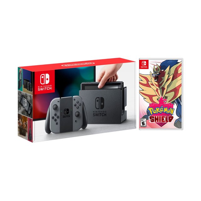 Nintendo Switch Gray Joy-Con Console Bundle with Pokémon Shield NS Game Disc - 2019 New Game!