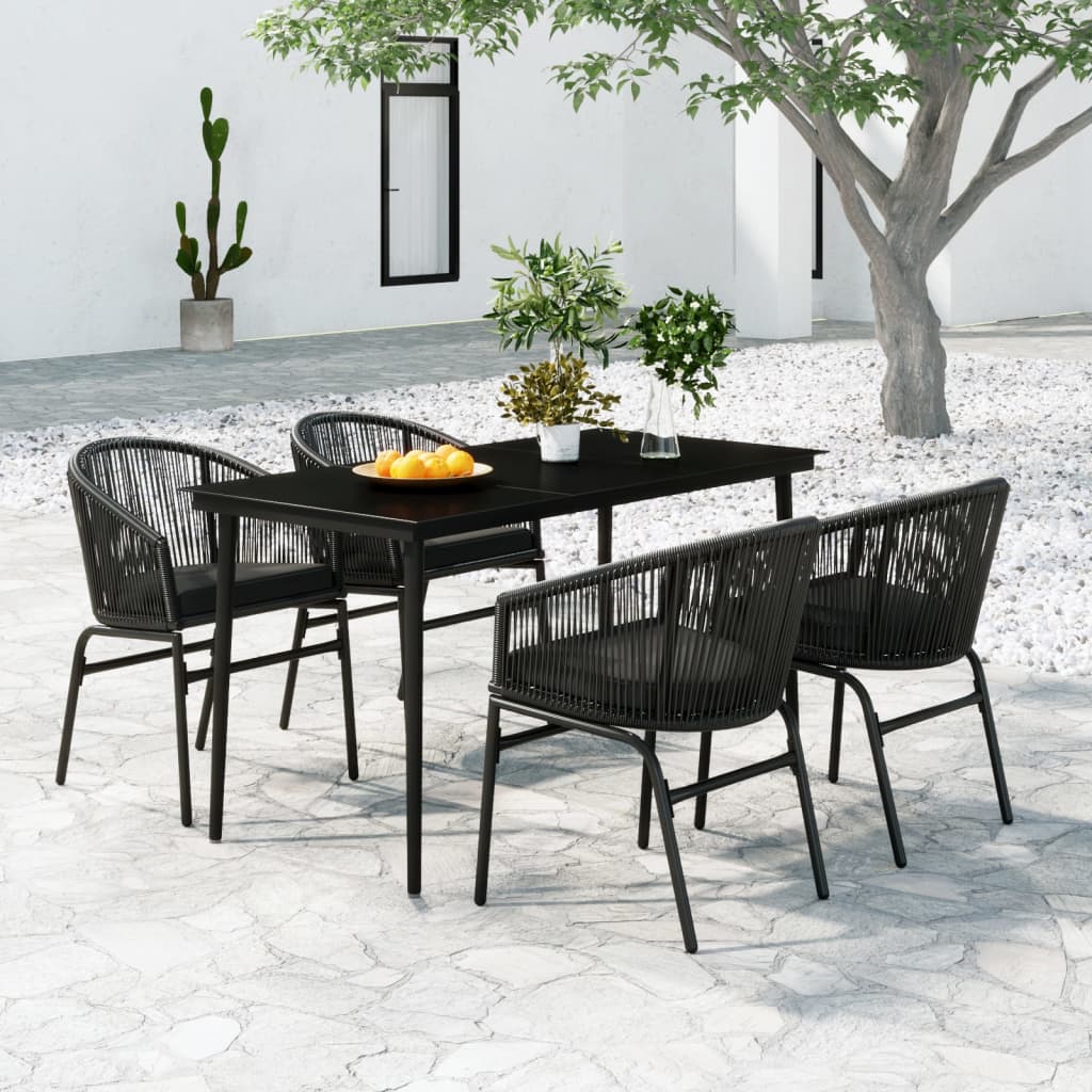 vidaXL 5 Piece Garden Dining Set Black