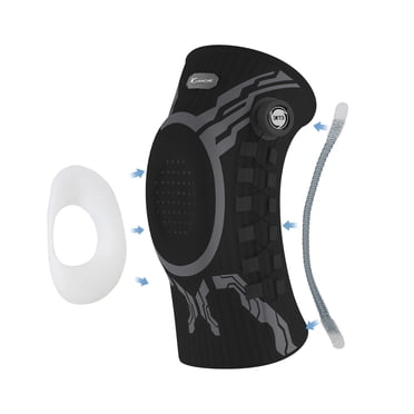 Kuangmi Knob Knee Brace for Pain Relief, Knee Support with Patella Gel Pad & Side Stabilizers, Compression Knee Sleeve for Workout, Arthritis, Joint Pain, Meniscus Tear (Bllack,Left,Large,Single)