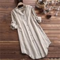 thumbnail image 2 of XZNGL Plus Size Top Women Button Up Pullover Cotton Striped Top Plus Size Tunic Blouse Button Up Shirt, 2 of 9