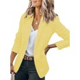 thumbnail image 1 of Innerwin Blazers Solid Color Women Cardigan Jacket Work Shawl Neck Slim Fit Business Jackets Yellow 4XL, 1 of 6