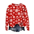 thumbnail image 5 of Wiyuqeen Chandails pour Femme Fair Isle Rouge Mariage Noël Tricot Chandail Hauts Manches Longues Col Rond Imprimé Flocon de Neige Chandails pour Dames, 5 of 5