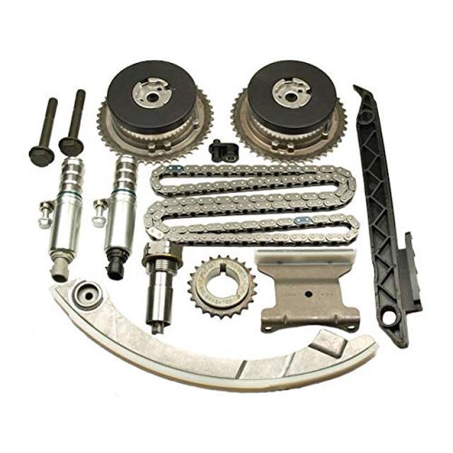 Front Timing Chain Kit with VVT Variable Valve Timing Sprockets and Solenoids - Compatible with 2011-2017 GMC Terrain 2.4L 4-Cylinder