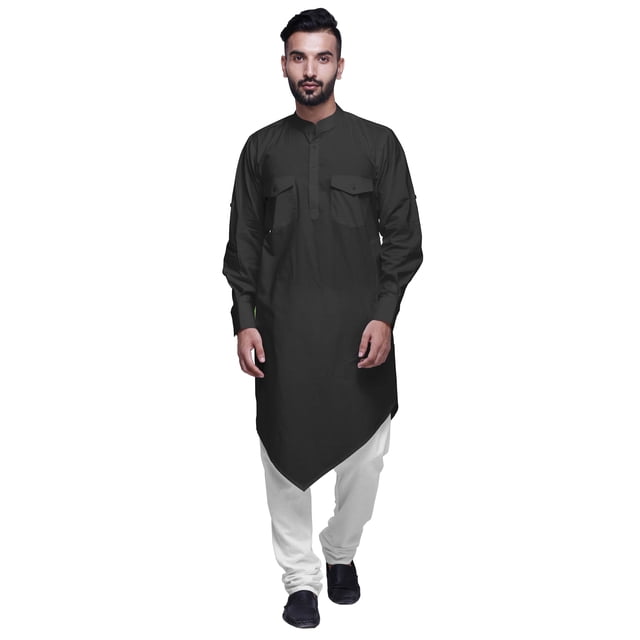 Atasi Kurta Asymétrique Chemise Décontractée Boutonnée Coton Kurta Décontractée Homme
