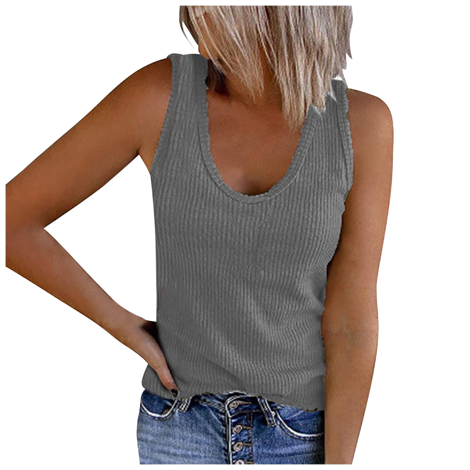 Birdeem Womens Solid Tank Tops Sleeveless U-Neck Base Shirt Summer Casual Workout Tees