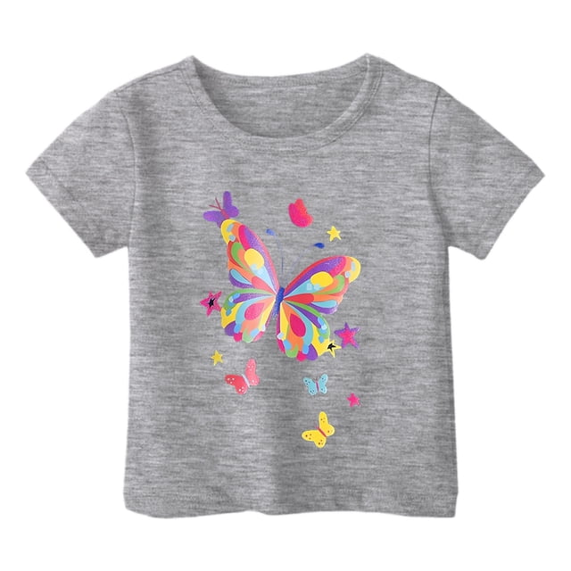 TZEWGL Tops For Toddler Graphic Print Round Neck Loose Short Sleeve Clothing For Infnants size 2-3T