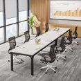 thumbnail image 3 of Tribesigns 78.74-Inch White and Black Conference Table, Large Office Meeting Seminar Desk with Metal Legs and Adjustable Foot Pads, Seats 6–8, Only Table Included, 3 of 5
