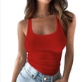 thumbnail image 2 of Penkiiy Débardeurs Unis pour Femmes Sans Manches à Encolure en U T-Shirt de Base d'Été Décontracté pour l'Entraînement 5TG Rouge, 2 of 6