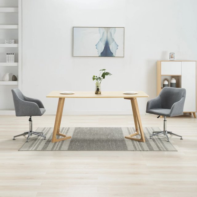 vidaXL Swivel Dining Chairs 2 pcs Light Grey Fabric