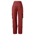 thumbnail image 4 of LUOGENLI Pantalon Décontracté pour Femme Pantalon Rétro Français à Jambe Grand pour Femme Poche Décontracté Ample à Jambe Droite Pantalon de Travail pour Femme Pantalon Décontracté pour Femme Taille Élastique Rouge P, 4 of 4