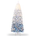 thumbnail image 1 of Pencil Christmas Tree Artificial Slim Xmas Trees Skinny Decorations Fake Flockeds Pink Gradient, 1 of 7