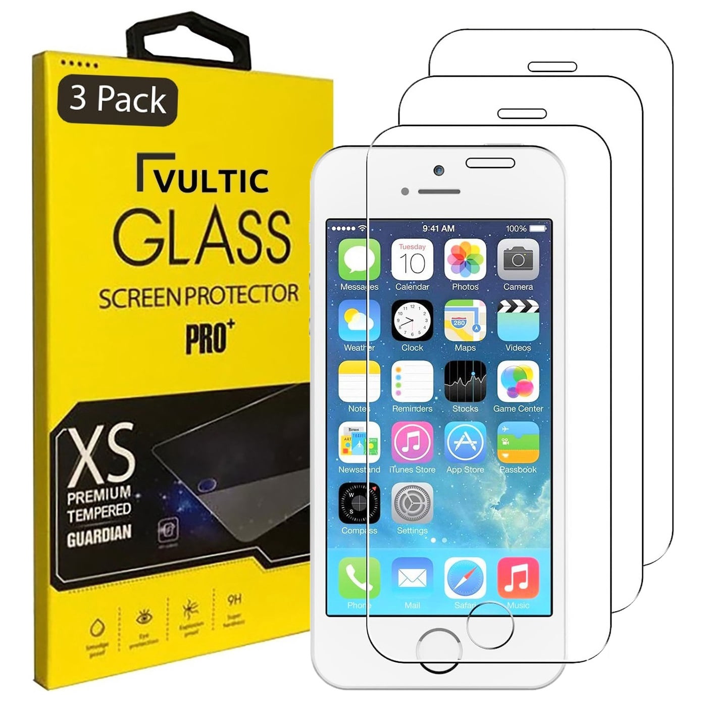 Vultic [3 Pack] Screen Protector for iPhone SE 2016 / 5S / 5 / 5C [NOT for iPhone SE 2020 & SE 2022][Case Friendly], Tempered Glass Film Cover
